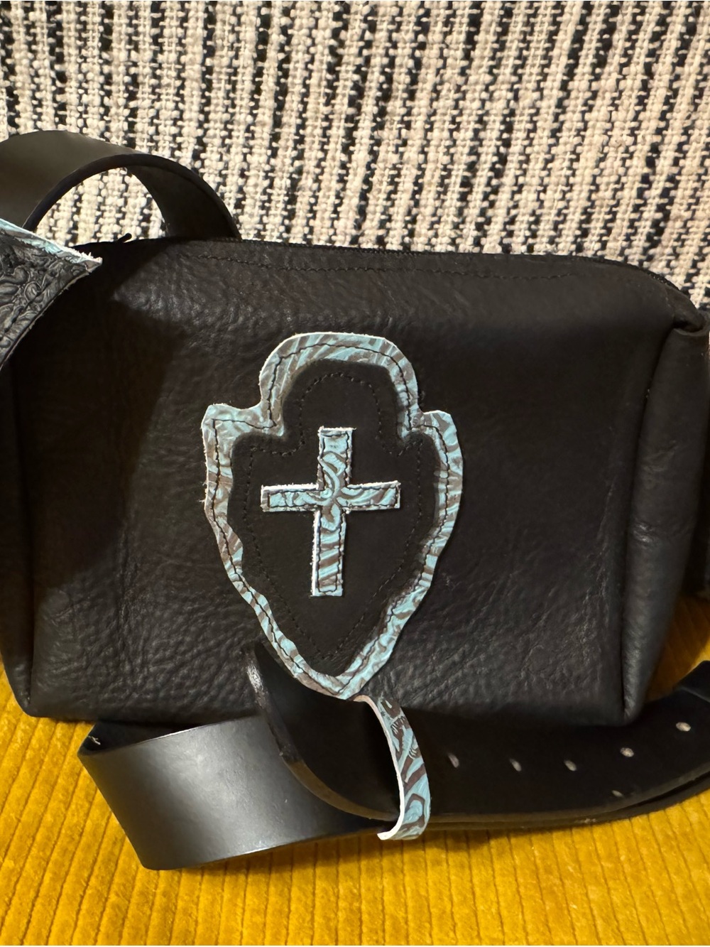 Pope Ranch Handmade Black Leather Crossbody and Matching Wallet